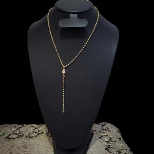 Delicate Gold Lariat Necklace with Drop Station